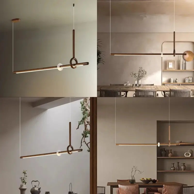 Suspension luminaire led design bois et acrylique chic