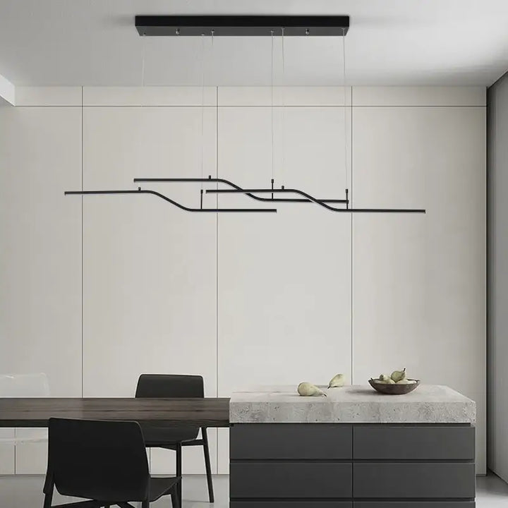 Suspension luminaire led linéaire moderne design minimaliste noir