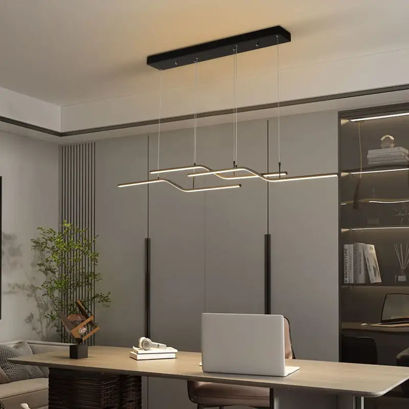 Suspension luminaire led linéaire moderne design minimaliste noir