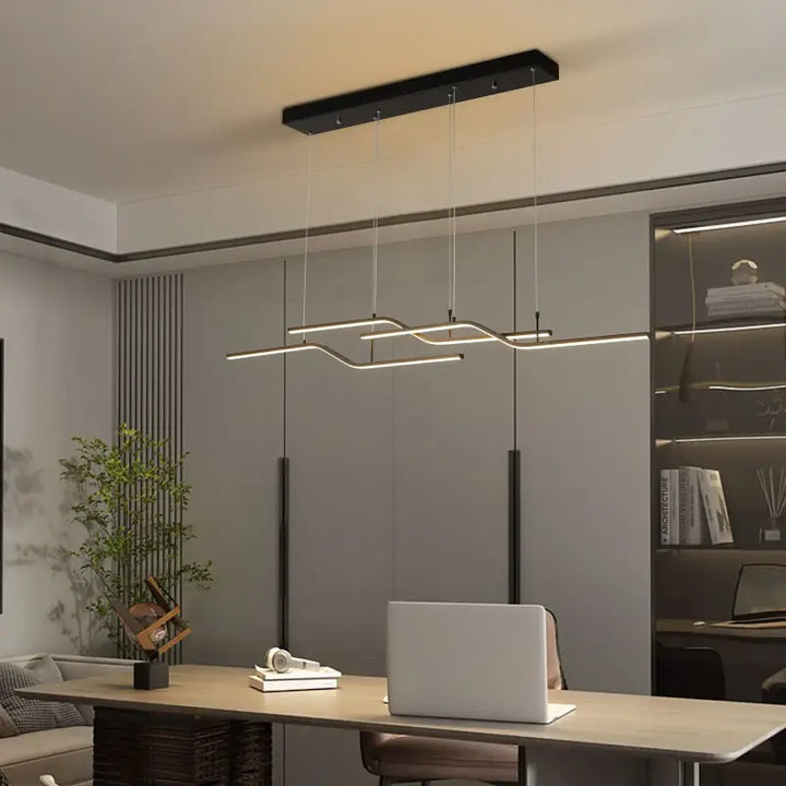 Suspension luminaire led linéaire moderne design minimaliste noir