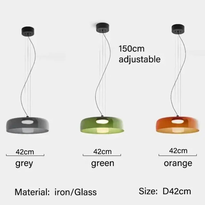 Suspension luminaire led orange éclatante design élégant