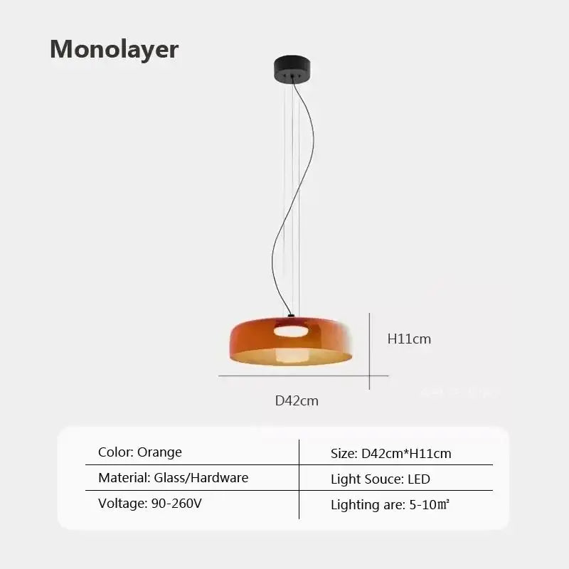 Suspension luminaire led orange éclatante design élégant