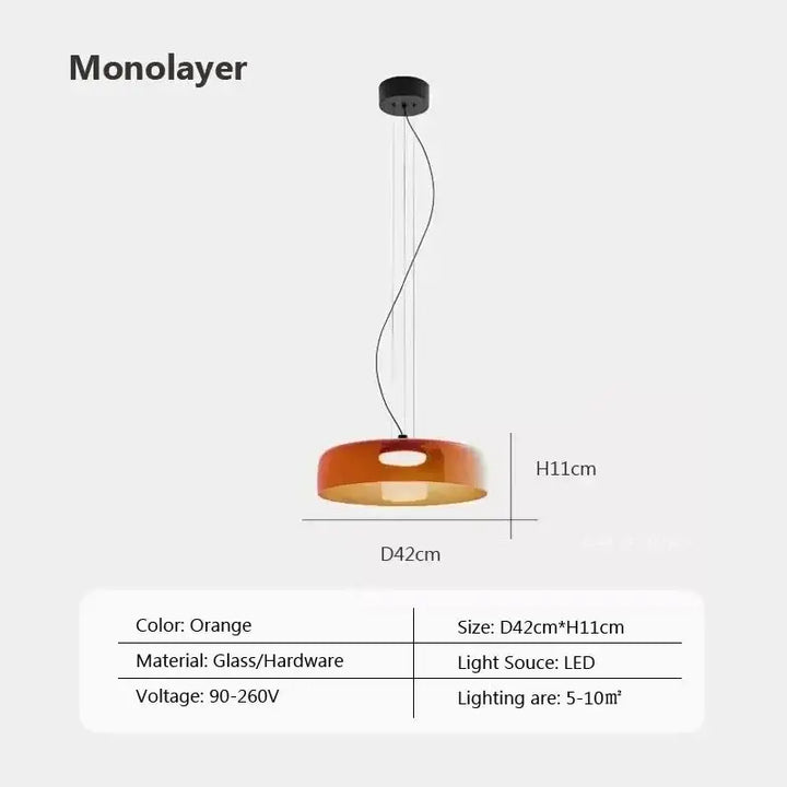 Suspension luminaire led orange éclatante design élégant