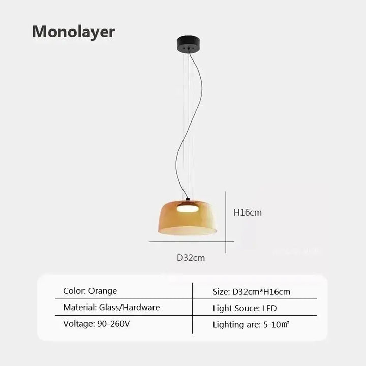 Suspension luminaire led orange éclatante design élégant