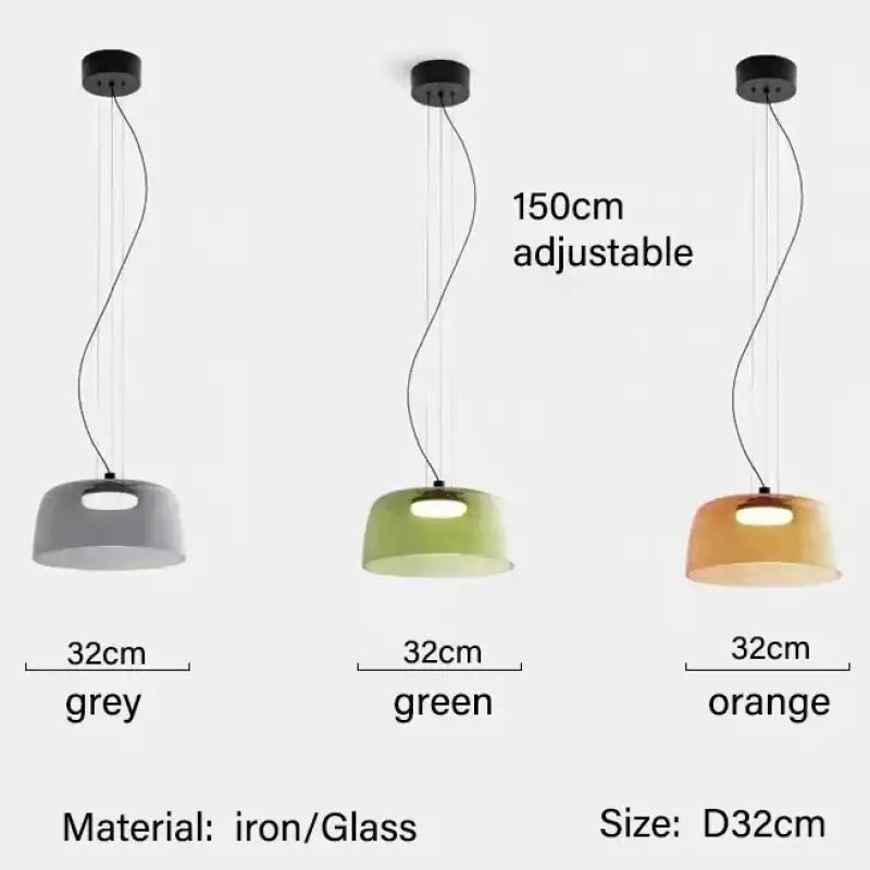 Suspension luminaire led orange éclatante design élégant