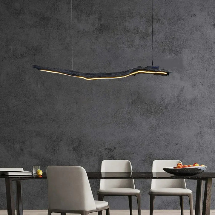 Suspension luminaire led sculpturale ligne organique noir