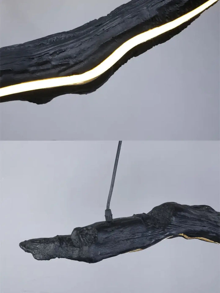 Suspension luminaire led sculpturale ligne organique noir