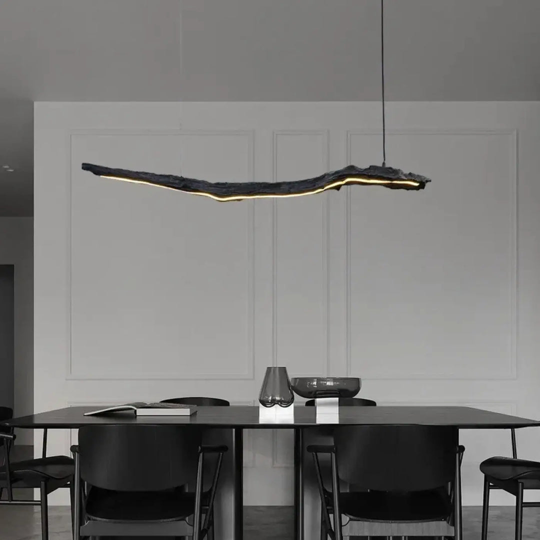 Suspension luminaire led sculpturale ligne organique noir