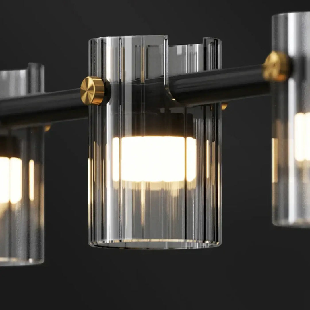 Suspension luminaire linéaire en verre moderne noir élégant
