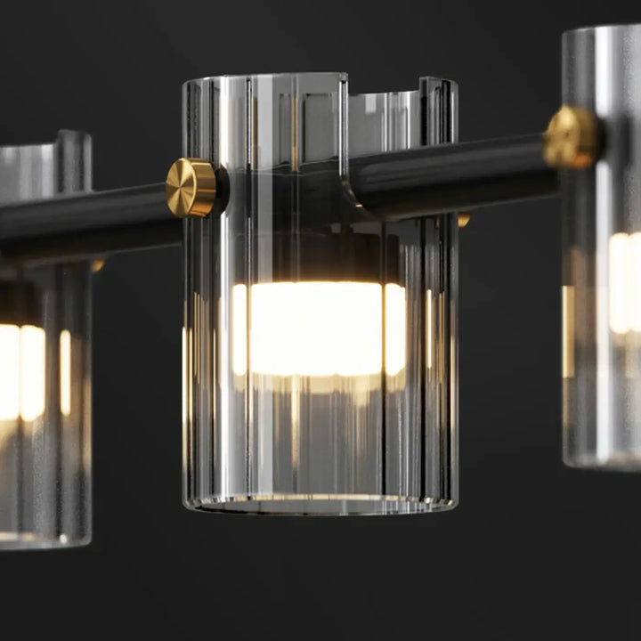 Suspension luminaire linéaire en verre moderne noir élégant