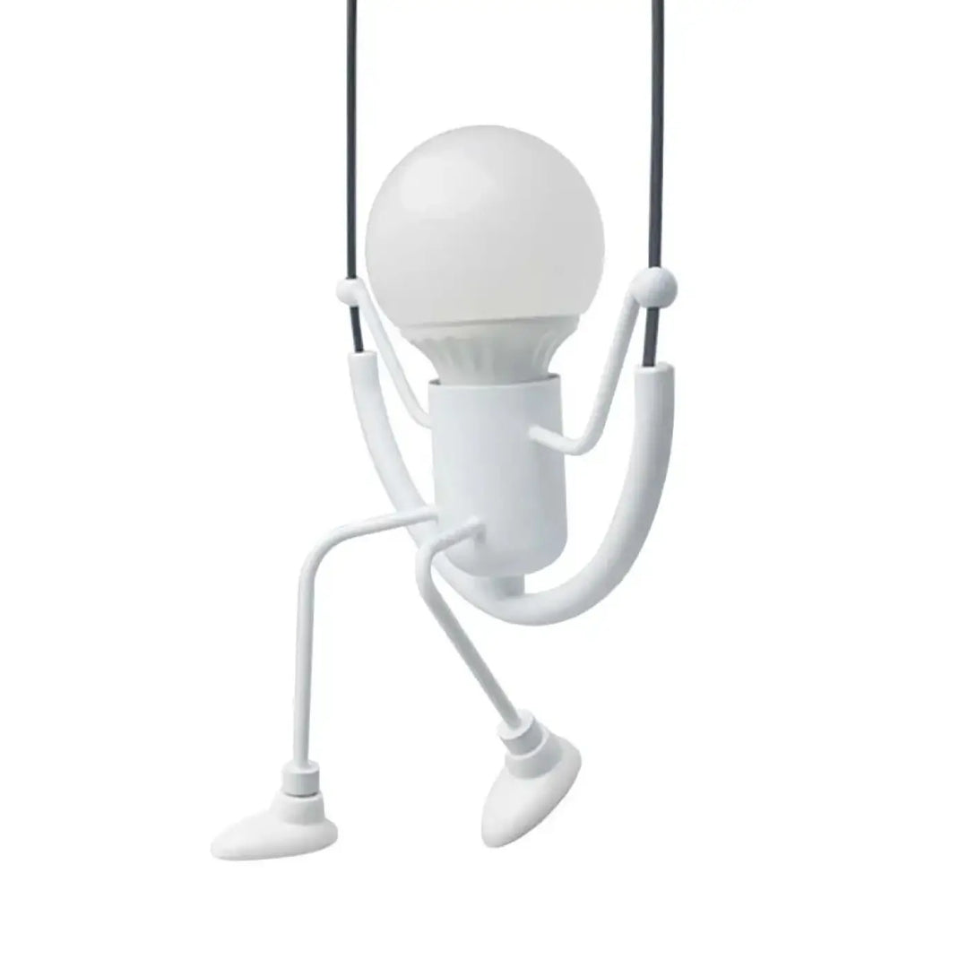 Suspension luminaire alako blanc en plastique avec tête ampoule et bras articulés luminaire ludique
