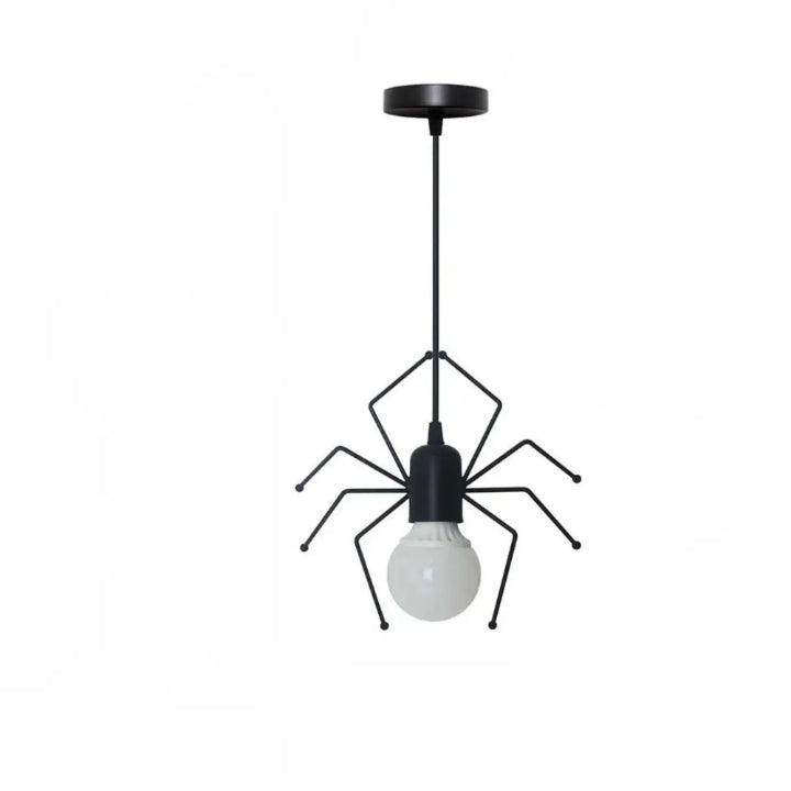 Suspension luminaire Alako en métal noir forme araignée avec ampoule en verre dépoli luminaire ludique
