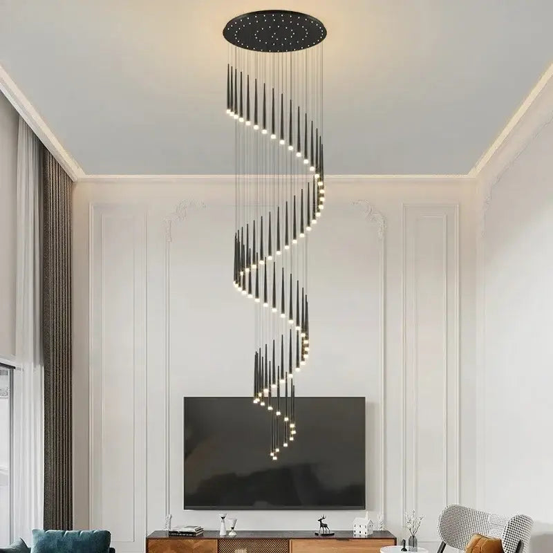 Suspension luminaire de luxe dorée pour escalier moderne