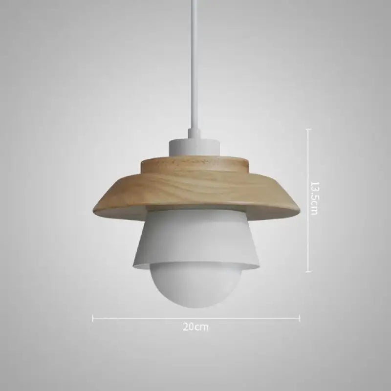 Suspension luminaire macaron en bois et aluminium pour cuisine

