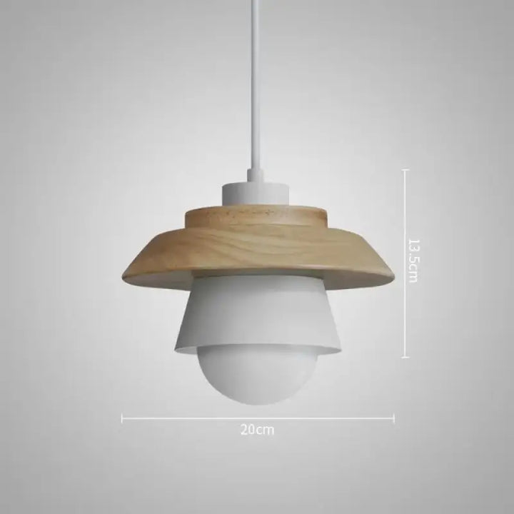 Suspension luminaire macaron en bois et aluminium pour cuisine

