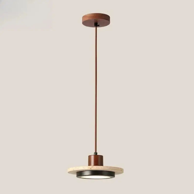 Suspension luminaire en marbre et bois naturel au design épuré