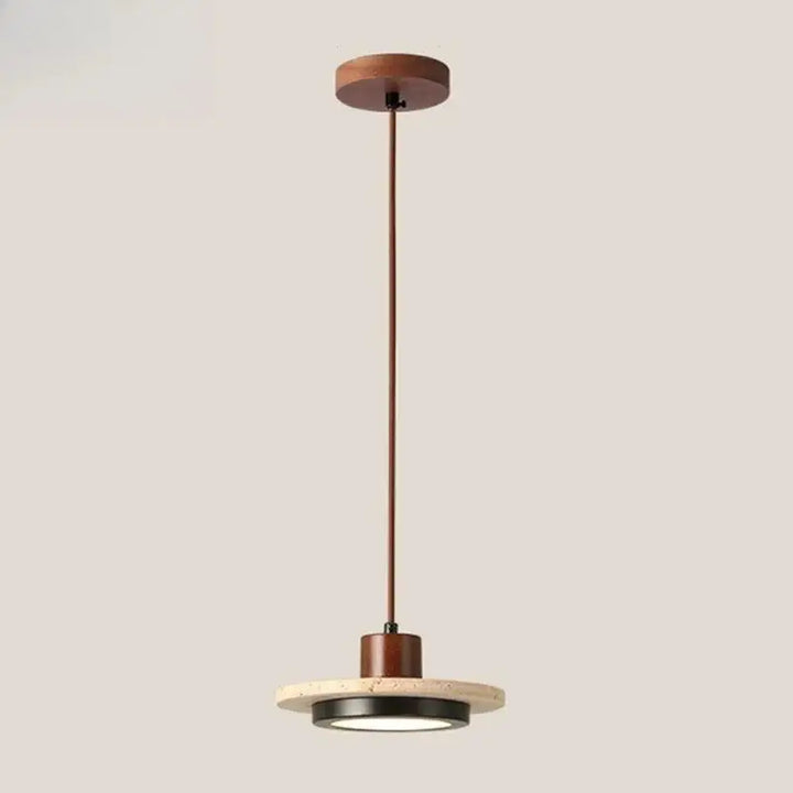 Suspension luminaire en marbre et bois naturel au design épuré