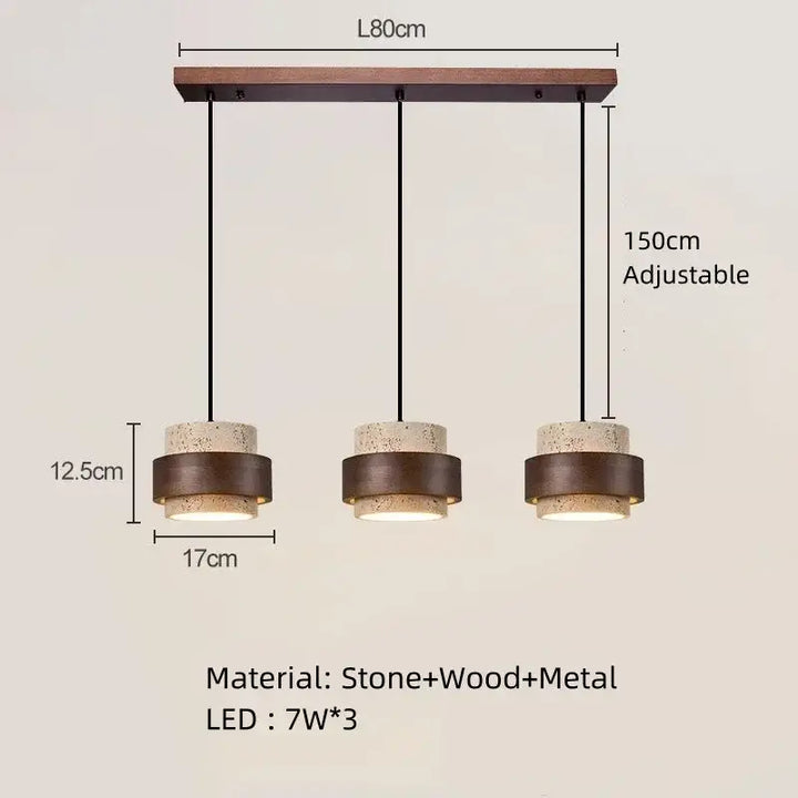 Suspension luminaire en marbre avec finition bois marron naturel