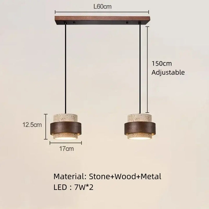 Suspension luminaire en marbre avec finition bois marron naturel