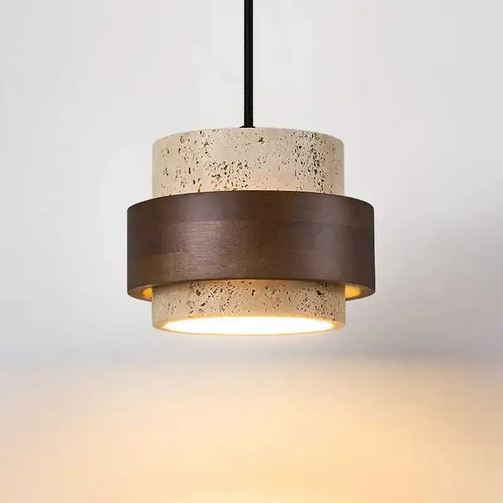 Suspension luminaire en marbre avec finition bois marron naturel