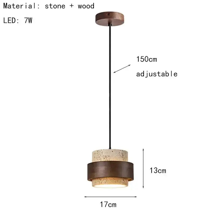 Suspension luminaire en marbre avec finition bois marron naturel