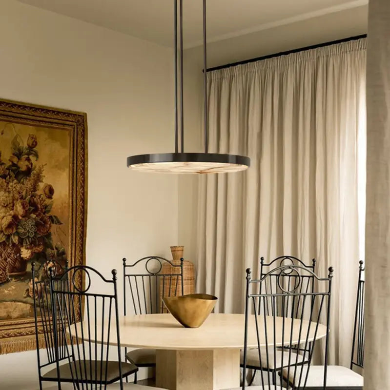 Suspension luminaire en métal avec lampe en marbre design