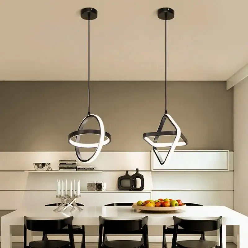 La suspension luminaire minimaliste style géométrique noir