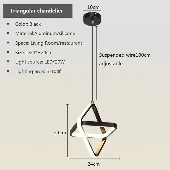 La suspension luminaire minimaliste style géométrique noir