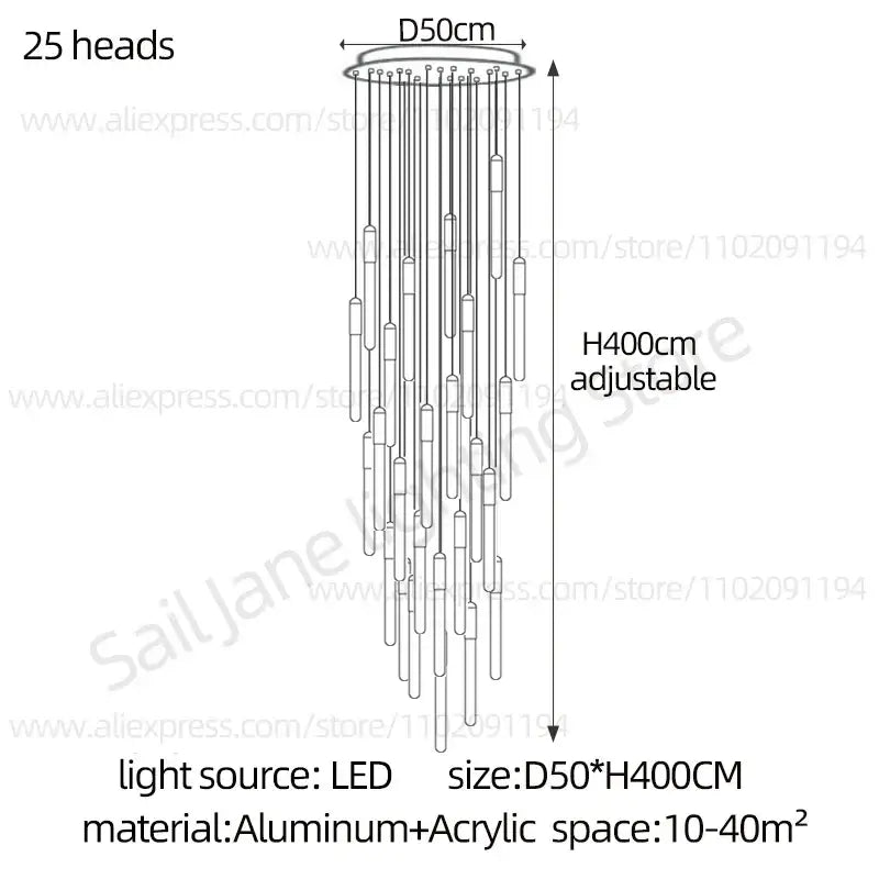 Suspension luminaire minimaliste à tubes lumineux suspendus chic