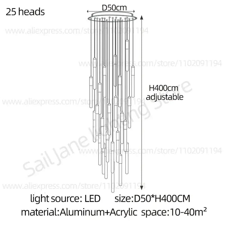 Suspension luminaire minimaliste à tubes lumineux suspendus chic