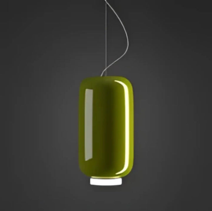 Suspension luminaire olmo olive verte cylindrique avec finition brillante design minimaliste pour éclairage moderne
