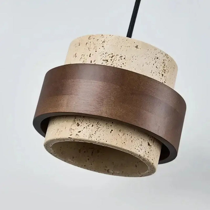Suspension luminaire moderne en bois et pierre naturelle design