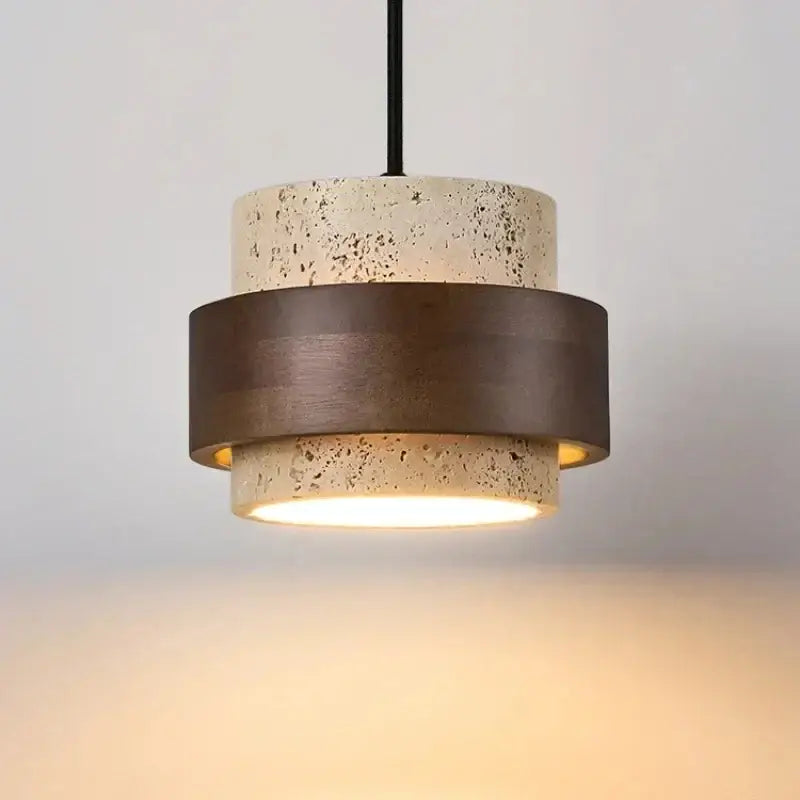 Suspension luminaire moderne en bois et pierre naturelle design