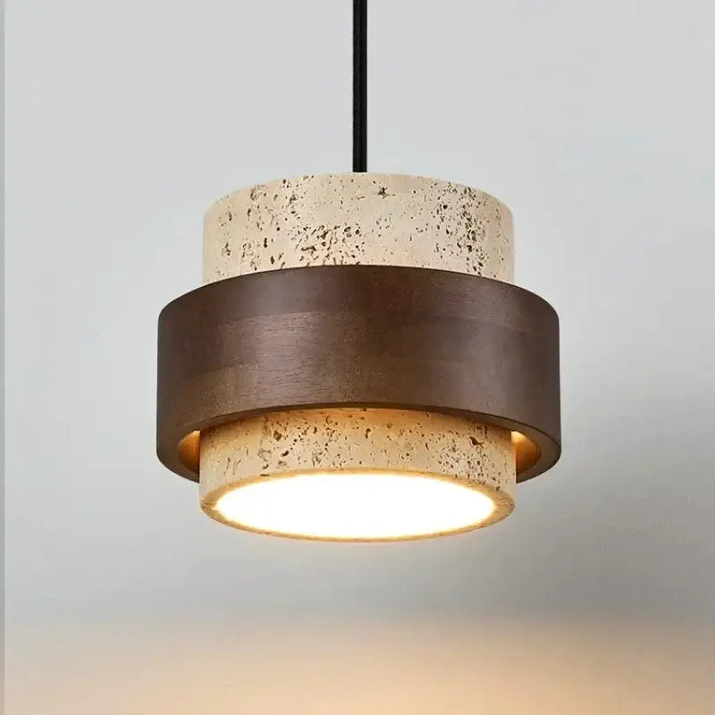 Suspension luminaire moderne en bois et pierre naturelle design