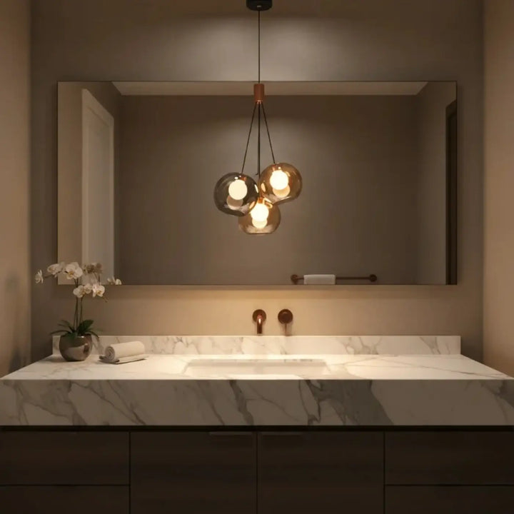 Luminaire plafonnier troniu suspension luminaire moderne en verre chaud avec accents cuivre pour salle à manger plus qu’un éclairage