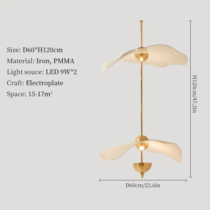 Suspension luminaire moderne dorée design aérien élégant