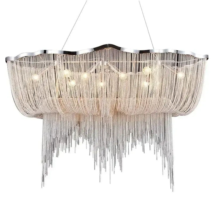 Suspension luminaire moderne avec fils métalliques argentés chic