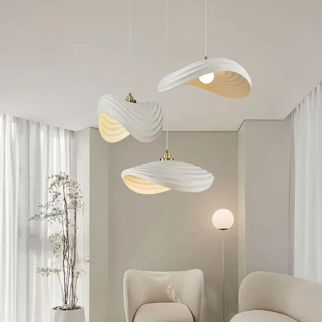 Suspension luminaire moderne formes galets blanc design
