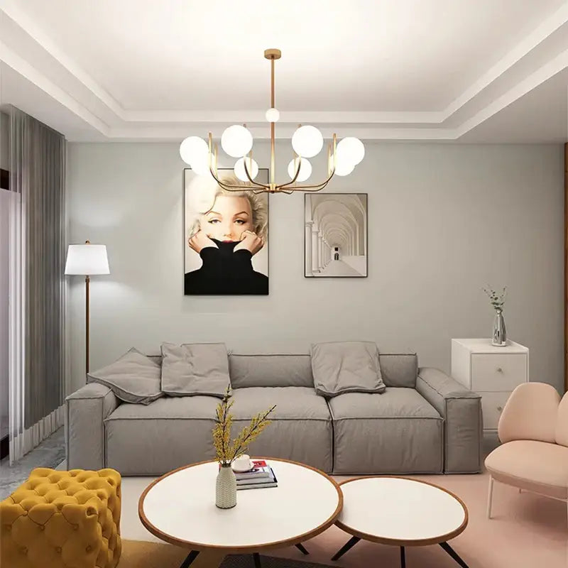 Suspension luminaire moderne à globes en verre blanc