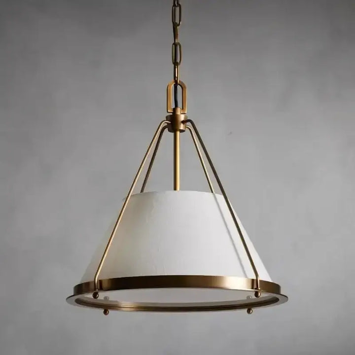 Suspension luminaire moderne en métal et abat-jour beige