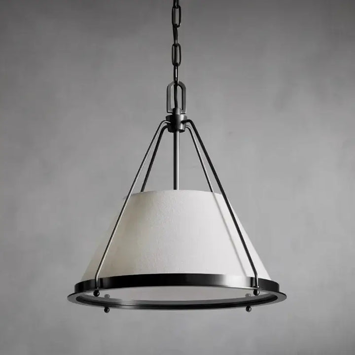 Suspension luminaire moderne en métal et abat-jour beige