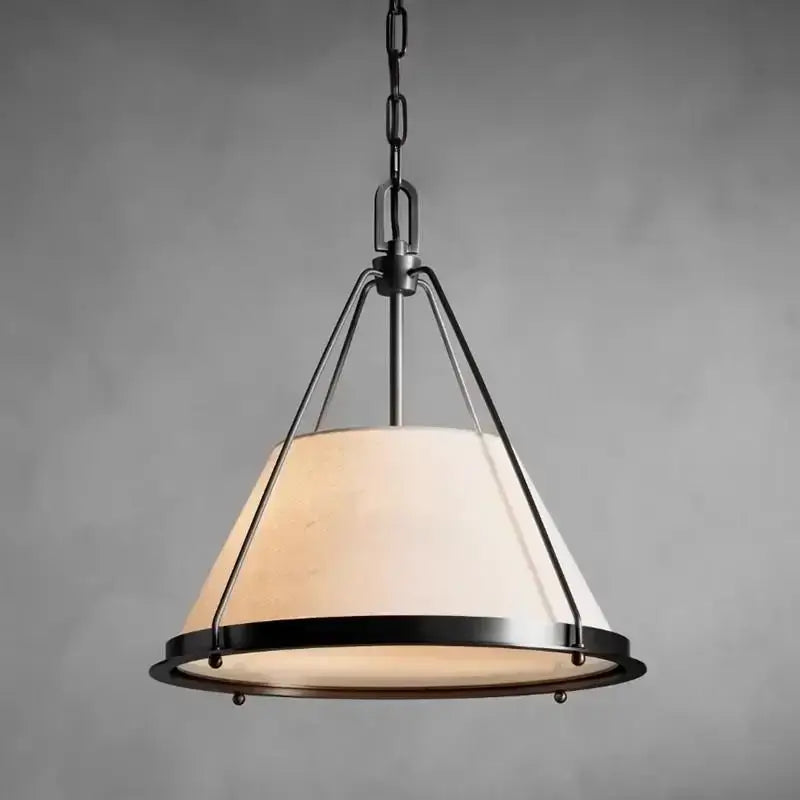 Suspension luminaire moderne en métal et abat-jour beige