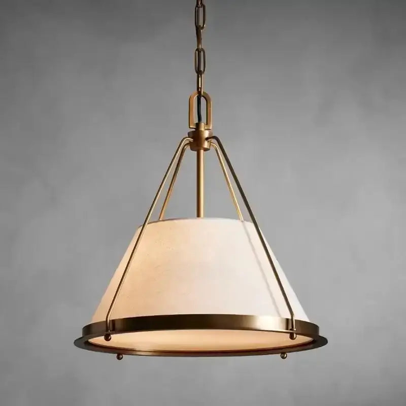 Suspension luminaire moderne en métal et abat-jour beige