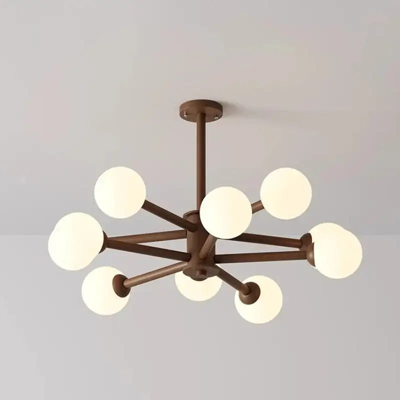 Suspension luminaire moderne en métal à boules opales marron