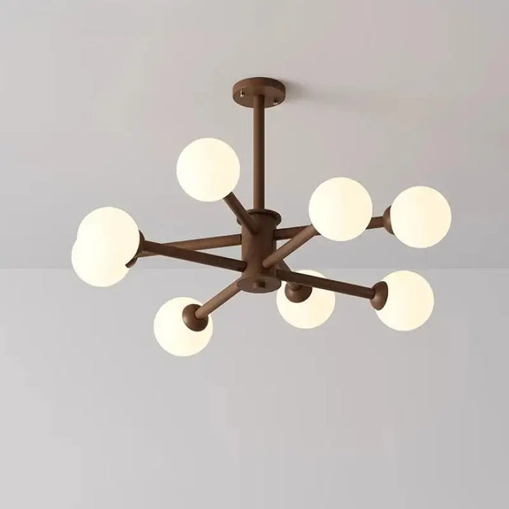 Suspension luminaire moderne en métal à boules opales marron