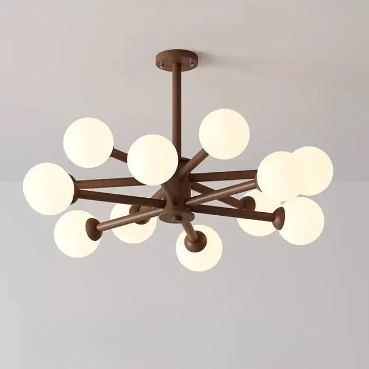 Suspension luminaire moderne en métal à boules opales marron