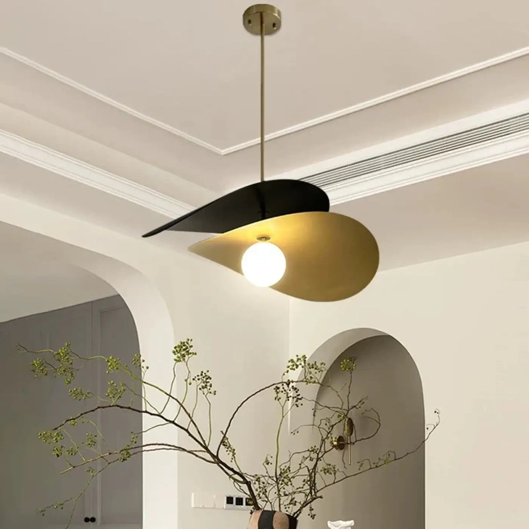 Suspension luminaire moderne noir et laiton minimaliste chic