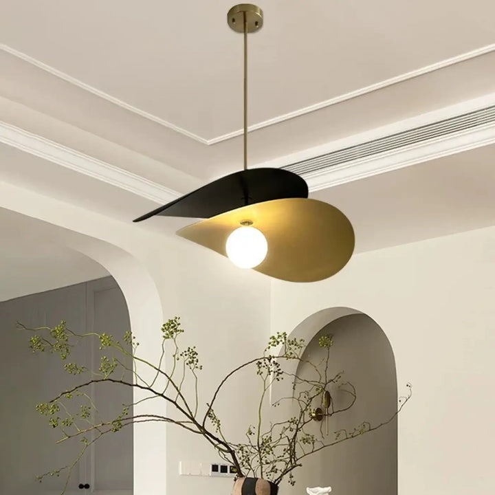 Suspension luminaire moderne noir et laiton minimaliste chic