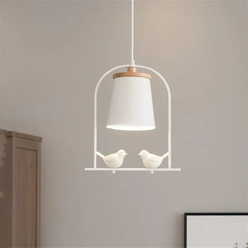 Suspension luminaire moderne blanc avec oiseaux décoratifs
