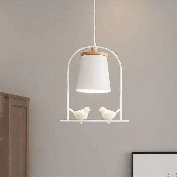 Suspension luminaire moderne blanc avec oiseaux décoratifs